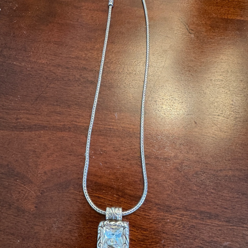 Brighton reversible crystal pendant necklace silver tone